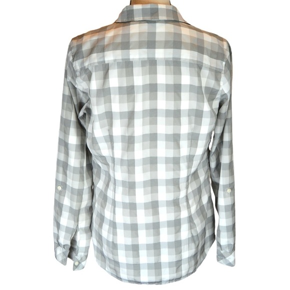 Eddie Bauer Nylon Blend Side Vent Roll Tab Sleeve Button Down Checkered Shirt - Picture 6 of 10